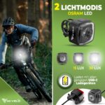 MIVELO Fahrradlicht Set StVZO – USB-aufladbar, wasserdicht & extra hell – Bild 2