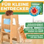 KIDIZ Lernturm mit Lernuhr – 3-stufig höhenverstellbar, bis 50 kg belastbar, Kiefernholz – Bild 3