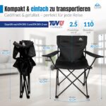 LINUMA® Faltstuhl Schwarz mit Getränkehalter – Leichter Campingstuhl für Outdoor & Garten – Bild 3