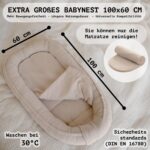 PaLulli® Baby Nestchen 100x60cm – Musselin-Babynest mit Matratze aus 100% Baumwolle – Bild 3