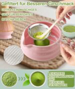 JBER Matcha Set Rosa 7-teilig – Handwerkliches Matcha Zubehör mit Bambusbesen & Keramikschale – Bild 3