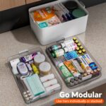 CTIME 3-stöckige Medizinbox mit Lederhenkel – Tragbarer Medizinorganizer für Zuhause & Reisen – Bild 2