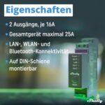 Shelly Pro 2 – 2-Kanal DIN-Schienen Relais 25A mit LAN & WLAN – Smarte Gerätesteuerung – Bild 3