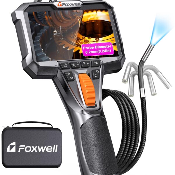 FOXWELL Y400 Endoskopkamera 1080P – 220° Drehbar mit 6,2mm Sonde & IP67 Wasserdicht