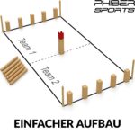 Kubb Wikinger Spiel aus Gummibaumholz – Premium Holzspiel mit Tragetasche für 2-12 Spieler – Bild 4