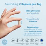 180 Hyaluron Kapseln hochdosiert 600 mg – Vegane Beauty Kapseln mit Zink & Biotin für Haut, Haare & Nägel – Bild 3