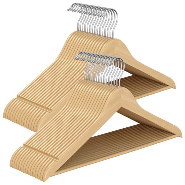 SONGMICS 30er Set Holzkleiderbügel aus Birkenholz – Platzsparend & stabil bis 5 kg