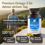 Purefitness Omega 3 Kapseln 2000mg – EPA & DHA für Herz, Gehirn & Sehkraft | 120 Softgels – Bild 2