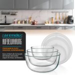 Arendo 3er Glasschüssel-Set mit Deckeln – Borosilikatglas 1,1-4,4 L für Küche & Lagerung – Bild 4