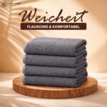 NatureMark 4er Duschtuch-Set 70x140cm – 100% Baumwolle Anthrazit Grau – Bild 4