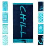 jilda-tex Strandtuch 90x180 cm – 100% Baumwolle Velours & Frottier für Pool & Strand