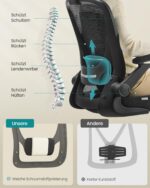 SONGMICS Ergonomischer Bürostuhl mit Mesh, Lenden- & Kopfstütze – Premium Drehstuhl für konzentriertes Arbeiten – Bild 4