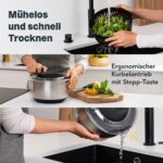 SILBERTHAL Salatschleuder 4,5L Edelstahl mit Kurbelantrieb – Platzsparend & Spülmaschinenfest – Bild 5