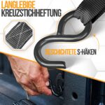 FORTEM Spanngurte 4er-Set 4,57 m mit Ratsche – 748 kg Bruchfestigkeit für sicheren Transport – Bild 3