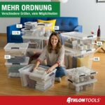ATHLON TOOLS 4er-Set Aufbewahrungsboxen 12.5 L mit Deckel & Verschlussclips – Stapelbar – Bild 10