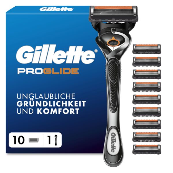Gillette Fusion5 Proglide Nassrasierer mit Everglide Gleitstreifen – 10 Ersatzklingen