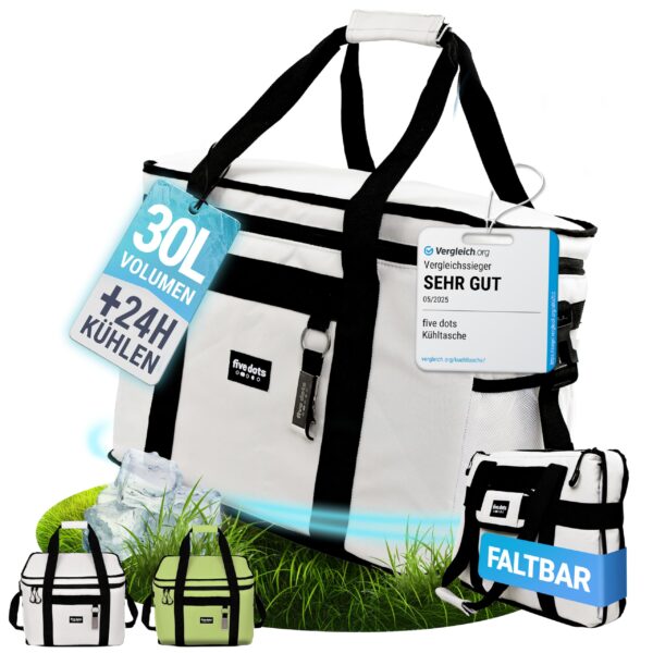 five dots Kühltasche 30L – 24h Kühlung für Arbeit, Auto & Picknick