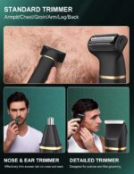 houpoo 3-in-1 Intimrasierer Herren mit Nasenhaartrimmer – Elektrisch, IPX7 wasserdicht – Bild 3