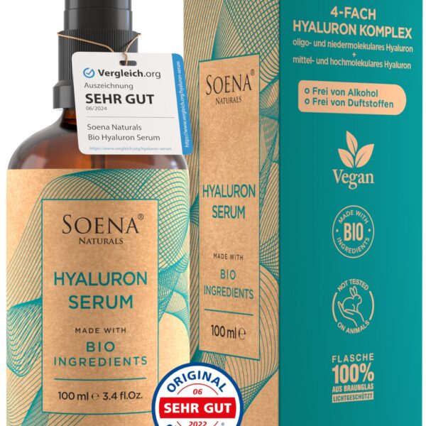 Soena Bio Hyaluron Serum 100ml – 4-Fach Komplex für intensive Hautfeuchtigkeit