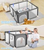 Dripex Laufstall Baby 124x124 cm – Sicherer Laufgitter mit Mesh & Pull-up Rings – Bild 5
