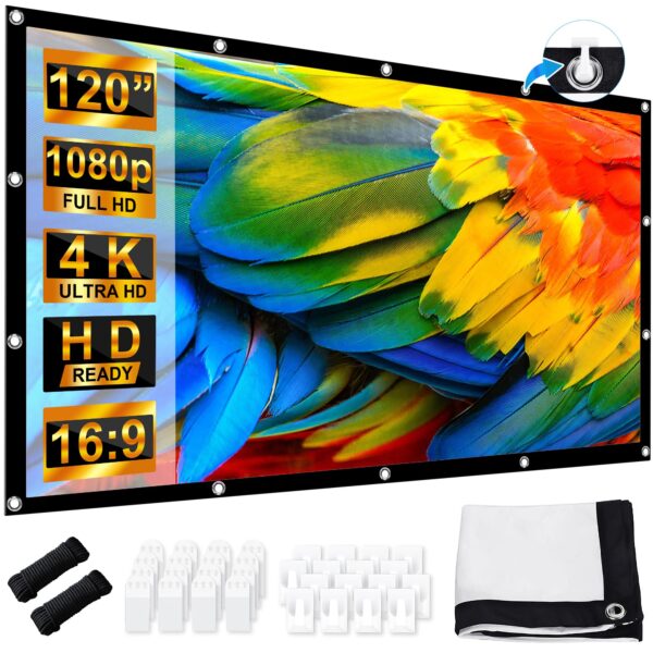 LEORFI 120 Zoll Projektionsleinwand 16:9 – Tragbare HD Beamer Leinwand für Heimkino & Outdoor