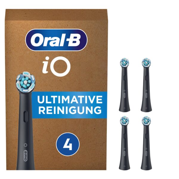 Oral-B iO Black Ultimative Reinigung Aufsteckbürsten – 4er Set für elektrische Zahnbürsten