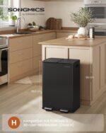 SONGMICS Tretmülleimer 2 x 30 L mit Softclose – Doppel-Abfalleimer für die Küche – Bild 2