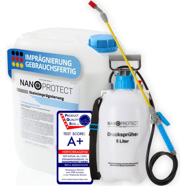 Nanoprotect Steinimprägnierung 10 L mit Drucksprüher – Langzeitschutz für Pflastersteine & Naturstein