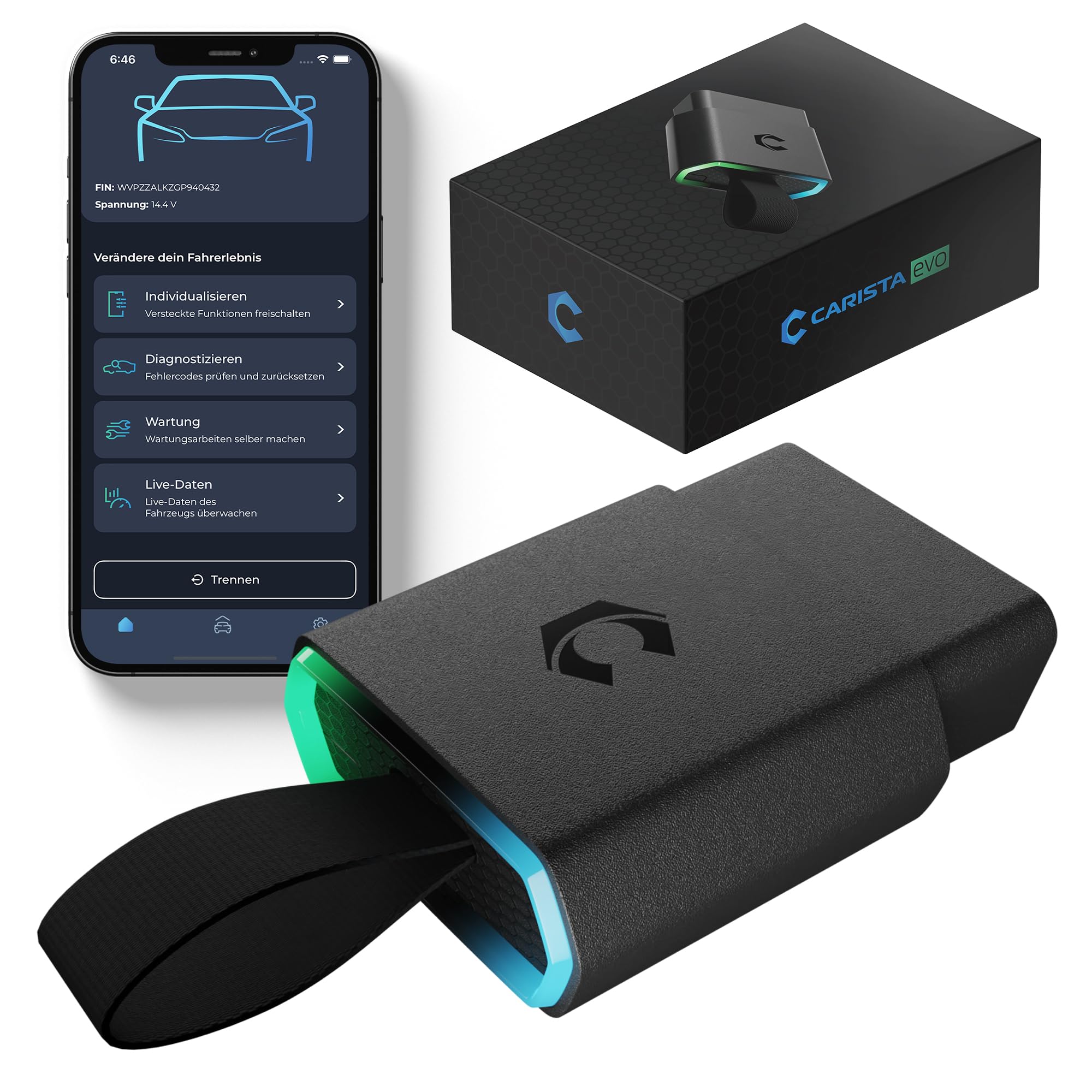 81TapOB3ouL._SY2000_.jpg Carista EVO OBD2 Diagnosegerät – Bluetooth Adapter mit Live-Daten für alle Fahrzeuge – Bild 1
