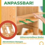 KIDIZ Lernturm mit Lernuhr – 3-stufig höhenverstellbar, bis 50 kg belastbar, Kiefernholz – Bild 6