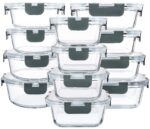 MCIRCO 24-teiliges Glas-Vorratsdosen-Set – Borosilikatglas für Küche & Meal Prep