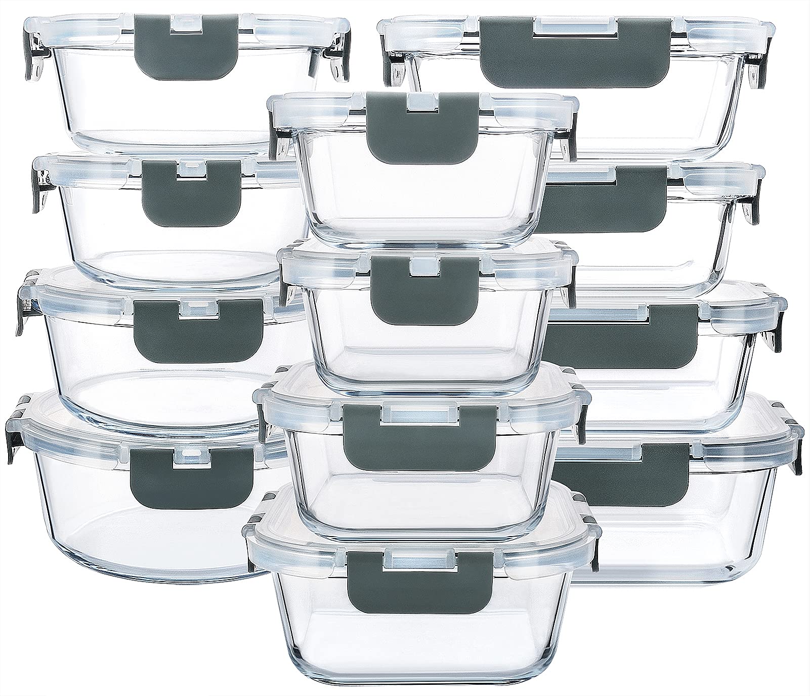 81TpJbDFOcL._SY1375_.jpg MCIRCO 24-teiliges Glas-Vorratsdosen-Set – Borosilikatglas für Küche & Meal Prep – Bild 1