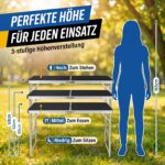 120 x 60 cm Aluminium Klapptisch mit 3-fach Höhenverstellung – Multifunktionstisch für Camping & Garten – Bild 4