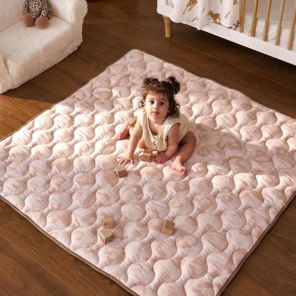 Momcozy Spielmatte Baby 127x127 cm – Verdickte Krabbeldecke mit Tragegriff Rosa