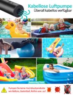 anngrowy Kabellose Elektrische Luftpumpe mit 2×2000mAh – Schnellfüll Inflator für Pool & Luftmatratze – Bild 8