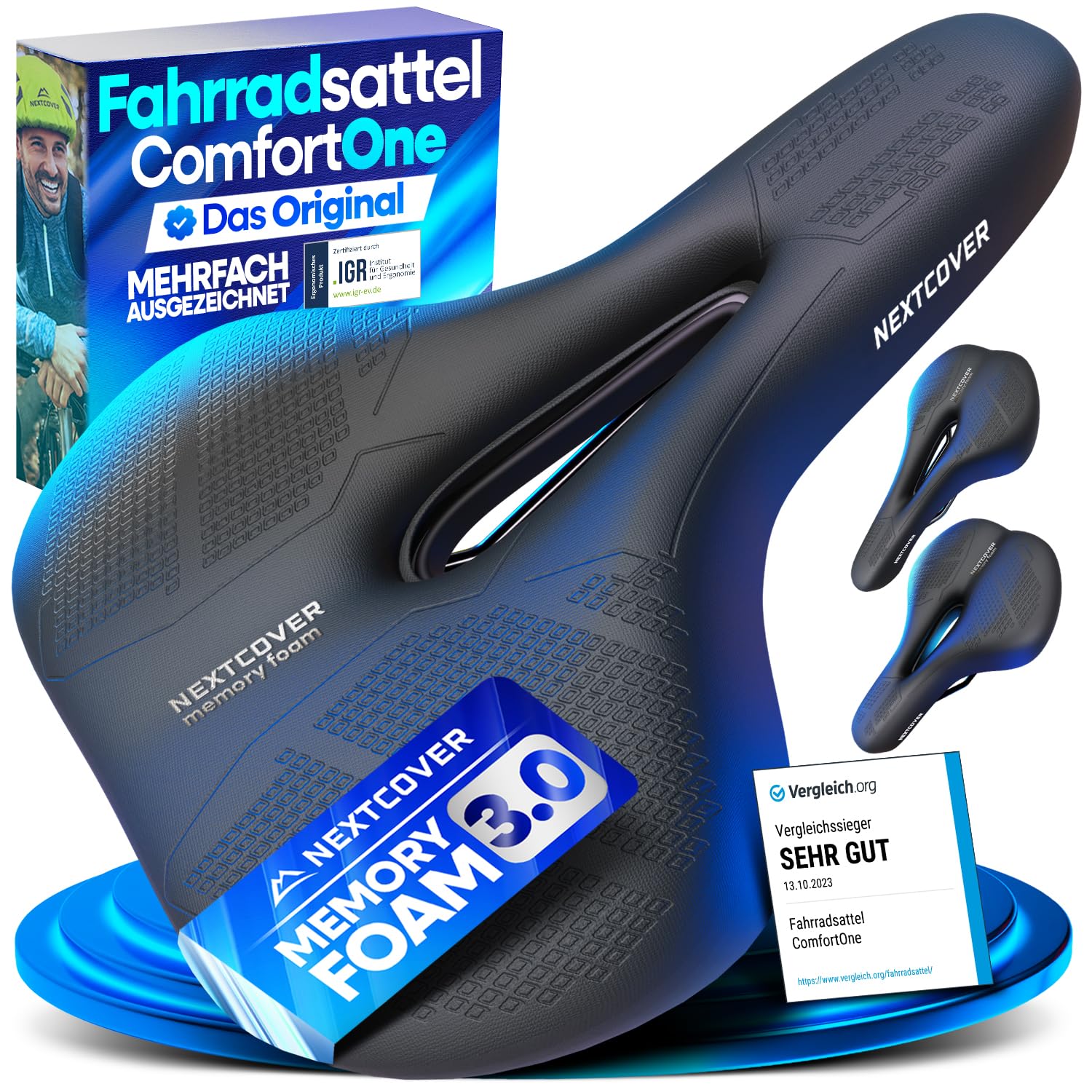 81UKhWQVIAL._SY1500_.jpg NEXTCOVER® Fahrradsattel mit Memory-Foam 3.0 – Ergonomischer Komfort für Damen & Herren – Bild 1