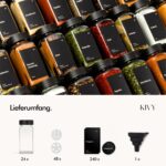 KIVY Gewürzgläser Set 24x 120ml mit Streueinsatz & 240 Etiketten – Luftdichte Gewürzbehälter – Bild 3