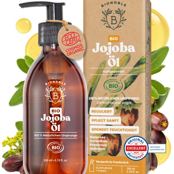 BIONOBLE Jojobaöl Bio Kaltgepresst 200ml – Reine Pflege für Haut, Haare & Körper