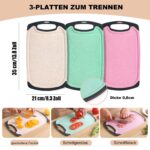 Schneidebrett Set 3-teilig aus Weizenstroh – BPA-frei & spülmaschinenfest für die Küche – Bild 3