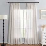 MYSKY HOME Leinen Gardinen 2er Set 245x140 cm – Halbtransparente Vorhänge mit Kräuselband – Bild 2