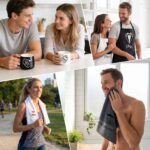 TUZELIYA Mr & Mrs Hochzeitsgeschenk Set 6-teilig – Tassen, Handtücher & Schürzen für Brautpaare – Bild 7