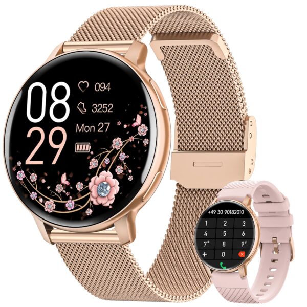 Oliimptek Smartwatch Damen Rund 1.39" – Fitnessuhr mit Telefonfunktion & 120+ Sportmodi