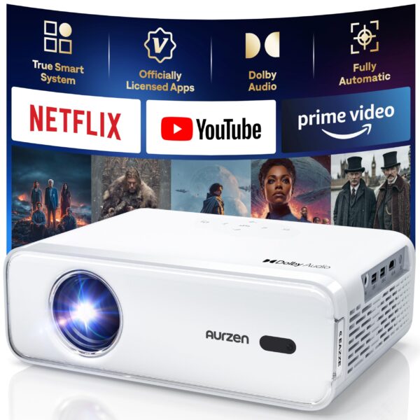 Aurzen EAZZE D1 Smart Beamer 4K – Full HD Projektor mit Netflix & Dolby Audio