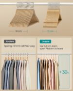 SONGMICS 30er Set Holzkleiderbügel aus Birkenholz – Platzsparend & stabil bis 5 kg – Bild 5