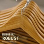 Utopia Home 20er Pack Holzbügel mit Hosenstange – Naturholz Kleiderbügel für Anzüge & Mäntel – Bild 3