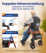 VOCIC Z21 Rollator Klappbar – Leicht & Stabil für Senioren mit Höhenverstellung – Bild 6