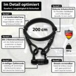 KOHLBURG Kabelschloss 2m mit Zahlenkombination – Stahlseil Fahrradschloss für flexible Sicherung – Bild 3
