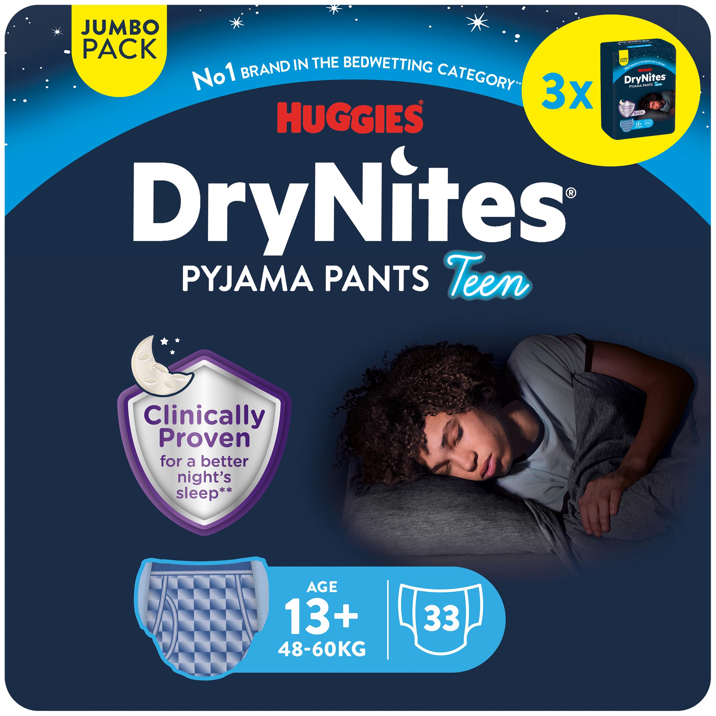 81X4J-ZifGL._SY2500_.jpg HUGGIES DryNites Nachtwindeln für Jungen 13-17 Jahre – 33 Stück Pyjama Pants – Bild 1