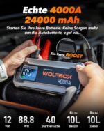 WOLFBOX 4000A Starthilfe Powerbank 88.8Wh – Autobatterie Booster mit USB-C Schnellladung für PKW, SUV, LKW – Bild 2
