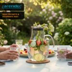 Arendo Glaskaraffe 2500 ml mit Edelstahldeckel & Grobfilter – Borosilikatglas – Bild 2